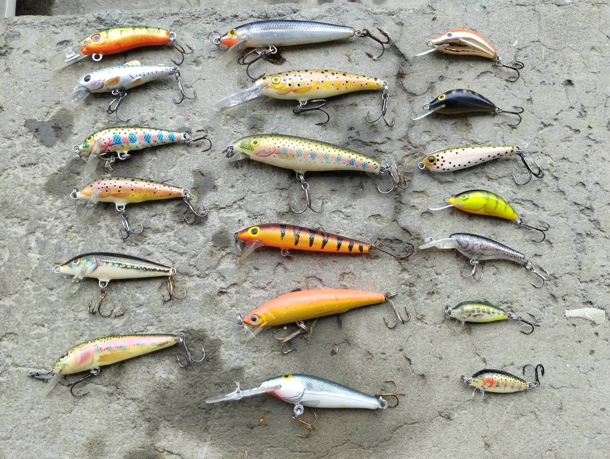 Many different jerkbaits, some of which are excellent trout catchers