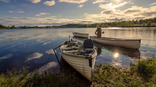 Small boat used for trolling and harling when targeting trout