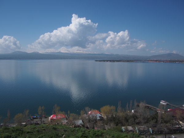 Looking out across lake sevan, the endemic home to the Sevan trout.